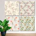 Flowers Seamless Pattern Floral Modern Stretched Painting Image 4 Piece Framed Wall Art Prints For Room Décor Flowers Seamless Pattern Floral Modern Stretched Painting Image 4 Piece Framed Wall Art Prints For Room Décor
