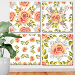 Pink Rose Seamless Pattern Floral Modern Framed Painting Pictures 4 Piece Wall Art Framed Canvas Prints Set For Home Décor Pink Rose Seamless Pattern Floral Modern Framed Painting Pictures 4 Piece Wall Art Framed Canvas Prints Set For Home Décor