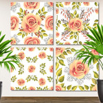 Pink Rose Seamless Pattern Floral Modern Framed Painting Pictures 4 Piece Framed Wall Art Prints For Room Decor Pink Rose Seamless Pattern Floral Modern Framed Painting Pictures 4 Piece Framed Wall Art Prints For Room Decor