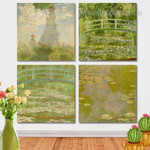 Water Lilies By Claude Monet French Landscape Modern Framed Painting Image 4 Piece Framed Wall Art Canvas Prints Set For Drawing Room Water Lilies By Claude Monet French Landscape Modern Framed Painting Image 4 Piece Framed Wall Art Canvas Prints Set For Drawing Room