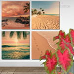Tropical Beach Asia Landscape Modern Stretched Painting Photo 4 Piece Framed Wall Art Canvas Prints Set For Office Décor
