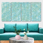Blue Doodle Pattern Geometric Stretched Painting Image 4 Piece Wall Art Framed Canvas Prints Set For Living Room Blue Doodle Pattern Geometric Stretched Painting Image 4 Piece Wall Art Framed Canvas Prints Set For Living Room