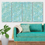 Blue Doodle Pattern Geometric Stretched Painting Image 4 Piece Framed Wall Art Prints For Drawing Room Blue Doodle Pattern Geometric Stretched Painting Image 4 Piece Framed Wall Art Prints For Drawing Room