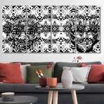 Tribal Seamless Pattern Geometric Stretched Painting Image 4 Piece Wall Art Framed Canvas Prints Set For Living Room Tribal Seamless Pattern Geometric Stretched Painting Image 4 Piece Wall Art Framed Canvas Prints Set For Living Room
