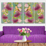 Birds Seamless Pattern Animal Modern Framed Painting Photograph 4 Piece Framed Wall Art Canvas Prints Set For Office Décor