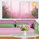 Fog In The Field Landscape Modern Framed Painting Photo 4 Piece Wall Art Framed Canvas Prints Set For Room Decor
