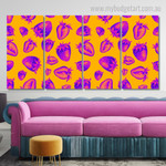 Strawberry Hand Drawn Watercolor Seamless Pattern Food Modern Framed Painting Photo 4 Piece Framed Wall Art Prints For Bedroom Wall Décor