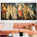 Primavera Sandro Botticelli Italy Figure Modern Stretched Painting Image 5 Piece Canvas Wall Art Set Australia For Home Décor