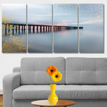 Pier At Sunset Florida Landscape Modern Stretched Painting Photograph 4 Piece Framed Wall Art Prints For Room Decor Pier At Sunset Florida Landscape Modern Stretched Painting Photograph 4 Piece Framed Wall Art Prints For Room Decor