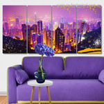 Hong Kong China Cityscape Modern Stretched Painting Pictures 4 Piece Wall Art Framed Canvas Prints Set For Living Room Hong Kong China Cityscape Modern Stretched Painting Pictures 4 Piece Wall Art Framed Canvas Prints Set For Living Room