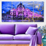 Melbourne Flinders Street Train Station In Australia Cityscape Modern Stretched Painting Photo 4 Piece Framed Wall Art Prints For Living Room Melbourne Flinders Street Train Station In Australia Cityscape Modern Stretched Painting Photo 4 Piece Framed Wall Art Prints For Living Room