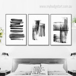 Brush Strokes Abstract Modern Artwork Black and White 3 Piece Canvas Prints for Room Wall Ornament Brush Strokes Abstract Modern Artwork Black and White 3 Piece Canvas Prints for Room Wall Ornament