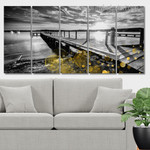 Wooden Jetty On Lake At Sunset Australia Landscape Modern Framed Painting Pictures 5 Piece Framed Canvas Wall Art Prints Set For Living Room Wooden Jetty On Lake At Sunset Australia Landscape Modern Framed Painting Pictures 5 Piece Framed Canvas Wall Art Prints Set For Living Room