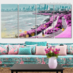 Melbourne Victoria Australia Cityscape Modern Framed Painting Photo 4 Piece Wall Art Framed Canvas Prints Set For Drawing Room