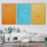 Alone Illustration Series Minimalist Figure Colorful Artwork 3 Piece Multi Panel Canvas Prints for Room Wall Spruce