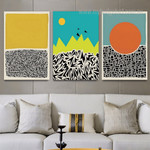 Zigzag Lines Abstract Modern Framed Stretched Painting Picture 3 Piece Canvas Wall Art Prints For Room Getup