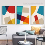 Colorful Stripes Modern Geometric Abstract Framed Stretched Artwork 3 Piece Wall Art for Room Wall Garniture