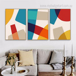 Colorful Stripes Modern Geometric Abstract Framed Stretched Artwork 3 Panel Canvas Prints for Room Wall Ornament