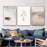 Sea Turtle Animal Landscape Minimalist Modern Framed Stretched Artwork 3 Panel Canvas Prints for Room Wall Garnish