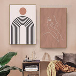 Face Line Art Minimalist Boho Abstract Framed Stretched Artwork 2 Panel Canvas Prints for Room Wall Adorn