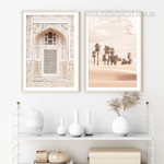 Desert Architecture Landscape Vintage Painting Picture Stretched 2 Piece Wall Decor Set Prints For Room Tracery