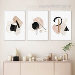Geometric Smears Abstract Modern Stretched Framed Painting Image 3 Piece Canvas Wall Art Prints For Room Garniture