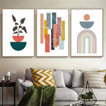 Twisty Geometric Abstract Modern Stretched Framed Painting Image 3 Piece Canvas Art Set Prints For Room Equipment