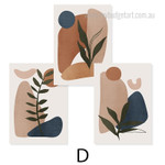 Leaves Slurs Abstract Geometric Scandinavian Painting Picture Framed Stretched 3 Piece Canvas Art Prints