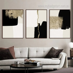 Golden Taint Modern Abstract Framed Stretched Artwork 3 Piece Canvas Prints for Room Wall Decor