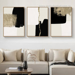 Golden Taint Modern Abstract Framed Stretched Artwork 3 Piece Wall Art for Room Wall Garniture