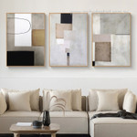 Varicolored Boxes Modern Abstract Framed Stretched Artwork 3 Piece Canvas Prints for Room Wall Ornament