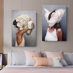 Floral Women Figure Modern Fashion Style Framed Stretched Artwork 2 Panel Canvas Prints for Room Wall Adornment Floral Women Figure Modern Fashion Style Framed Stretched Artwork 2 Panel Canvas Prints for Room Wall Adornment