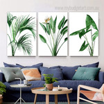 Tropical Plants Botanical Abstract Modern Scandinavian Stretched Framed Artwork Image 3 Piece Wall Decor Set Prints For Room Tracery