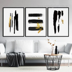 Brush Streaks Abstract Modern Stretched Framed Artwork Photo 3 Piece Wall Decor Set Prints For Room Tracery