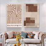 Zigzag Streaks Geometric Typography Scandinavian Painting Photo 2 Piece Abstract Wall Art Set Prints For Room Outfit