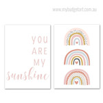 My Sunshine Kids Nursery Quote Modern Painting Photo 2 Piece Wall Decor Set Prints