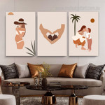 Mother Loves Child Abstract Figure Painting Photo Stretched Framed 3 Piece Wall Decor For Room Flourish