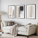 Brush Effect Contemporary Abstract Stretched Framed Artwork 3 Piece Canvas Prints for Room Wall Spruce