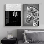 Zebra Streaks Modern Abstract Animal Stretched Framed Artwork 2 Piece Canvas Prints for Room Wall Garnish