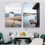 Archipelago River Boats Landscape Cheap 2 Multi Panel Modern Wall Art Photograph Nature Canvas Print for Room Assortment