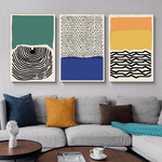 Zigzag Lines Abstract Modern Stretched Framed Artwork 3 Panel Canvas Prints for Room Wall Spruce