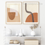 Clay Boho Abstract Minimalist Stretched Framed Artwork 2 Piece Multi Panel Wall for Room Spruce