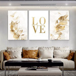 Facsimile Foliage Leaves Botanical Photograph Abstract Scandinavian 3 Piece Set Canvas Print for Room Wall Art Getup