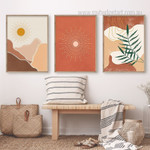 Sun Gleam Leaves Landscape Scandinavian 3 Piece Wall Artwork Abstract Photograph Canvas Print Set for Room Ornament
