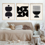 Geometric Design Abstract Artwork Modern Stretched Framed Artwork 3 Panel Wall Art for Room Wall Finery