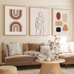Colorful Arches Abstract Boho Minimalist Stretched Framed Artwork 3 Piece Multi Panel Wall Art for Room Wall Garniture