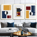 Varicoloured Verses Rectangles Geometric Abstract Photograph Modern 3 Piece Set Canvas Print for Room Wall Artwork Trimming