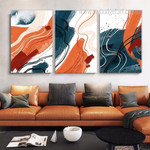 Chromatic Daubs Lines Modern Abstract Photograph Geometric 3 Piece Set Canvas Print Art for Room Wall Arrangement
