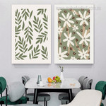 Green Leaves Botanical Flowers Vintage Retro Stretched Framed Artwork 2 Piece Canvas Prints or Room Wall Onlay Green Leaves Botanical Flowers Vintage Retro Stretched Framed Artwork 2 Piece Canvas Prints or Room Wall Onlay