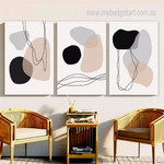 Abstract Geometric Art Minimalist Stretched Framed Artwork 3 Panel Canvas for Room Wall Decor